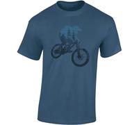 Baddery T-shirt vélo pour homme : Forest Ride - T-shirt VTT pour homme, bleu jeans, S