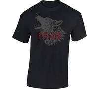Baddery T-shirt viking pour homme - Fenrir - Loup Fenris - T-shirt viking pour homme, Noir , S