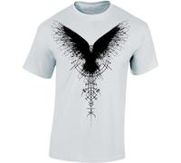 Baddery T-shirt viking pour homme - T-shirt corbeau de l'ombre - T-shirt Viking pour homme, Blanc., 5XL grande taille extra tall