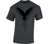 Baddery T-shirt viking pour homme - T-shirt corbeau de l'ombre - T-shirt Viking pour homme, Gris - Corbeau ombragé, 4XL grande taille extra tall