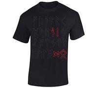 Baddery T-Shirt Viking pour Hommes - „Runes d'Odin“ (Noir 4XL)