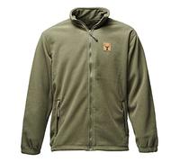 Baddery Veste polaire homme - Cerf (écusson en cuir) (Vert armée XL)