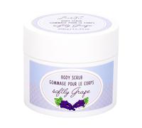 BadeFee Gommage corporel « Softly Grape » 350 g, gommage pour le corps avec sel de mer, huile d'amande et beurre de karité - Nettoie et nourrit pour une peau souple, sans microplastique, végétalien et
