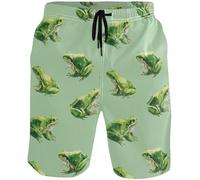 Badehose Herren Grenouilles Vert Clair Aquarelle Réglable Short De Bain Quick Dry Shorts De Bain pour Beach Vacance Piscine 3XL