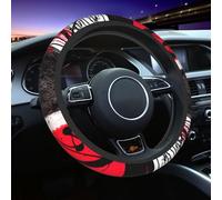 Badematte - Abstraktes Design in Rot, Schwarz und Weiß, universeller Lenkradbezug (15 Zoll), rutschfest, elastisch und atmungsaktiv, Autolenkradzubehör
