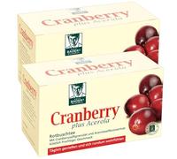 BADERs Cranberry plus acerola de la pharmacie. Thé Rooibos avec des granulés de jus de canneberge. 2 x 20 sacs filtrants