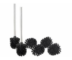 BadeStern 2 brosses WC en acier inoxydable avec 6 têtes de rechange Ø 8 cm - Noir