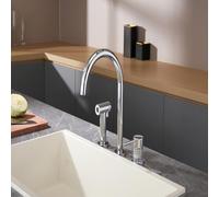 Badewannenarmatur；wasserhahn küche；wasserhahn ausziehbar Buse en acier inoxydable, pistolet de rinçage, avec tuyau de pulvérisation manuel antidéflagrant de 1,5 mètre et robinet.