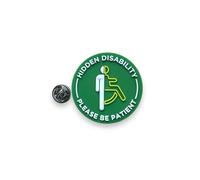 Badge 3D pour la sensibilisation visuelle avec inscription « Hidden Disability Please Be Patient » - 3 cm x 3 cm, 3cm x 3cm, Polychlorure de vinyle, Pas de gemme