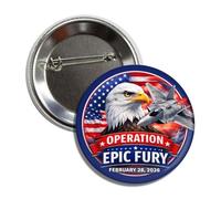 Badge à bouton politique de collection Operation Epic Fury - Guerre d'Iran - 5,7 cm - 28 février 2026