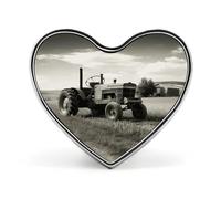 Badge à bouton tranquille en forme de cœur en forme de tracteur et d'agriculture - Broche personnalisée en métal exquis - Décoration en forme de cœur pour vêtements, sac à dos, chapeaux, vestes