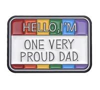 Badge à épingle en émail avec inscription « Hello I'm One Very Proud Dad » LGBTQ LGBTQ Queer Trans Lesbian Pride, 1.2 Inches, Émail, émail