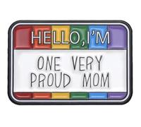 Badge à épingle en émail avec inscription « Hello I'm One Very Proud Mom » LGBTQ LGBTQ Queer Trans Lesbian Pride, 1.2 Inches, Émail, émail