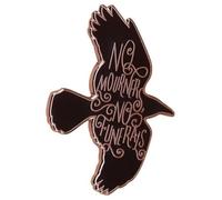Badge à épingle en émail avec inscription No Mourners No Funerals Goth Gothic Black Crow Raven Flying In Flight Six of Crows 3,3 cm, 1.3 Inches, Émail, émail