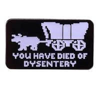 Badge à épingle en émail avec inscription « You Have Died of Dysentery Oregon Trail Hitched Wagon » classique vintage des années 80, 3,6 cm, 1.4 Inches, Émail, émail