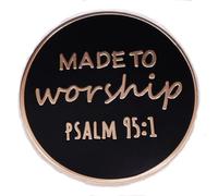 Badge à épingle en émail avec versets de la Bible « Made to Worship Psaumes » 95:1 de Jésus-Christ Chrétien 2,8 cm, 1.1 Inches Wide, Émail, émail