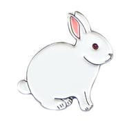 Badge à épingle en émail et métal Lapin Blanc