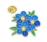 Badge à épingle en émail myosotis : fleur bleue, 10*10cm, Métal
