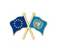 Badge à épingle en émail Union européenne et Nations Unies Drapeau croisé 3,4 x 2,2 cm - Organisations internationales de l'UE - Diplomatie Paix Coopération Collectors Souvenir