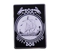 Badge à épingle en émail Viking bateau longship runes rune Vegvisir boussole dieu nordique Odin Mythologie celtique Valhalla 3 cm, 1.2 Inches Tall, Émail, Métal.