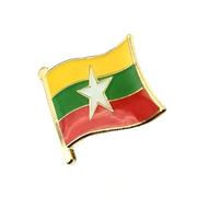 Badge à épingle en métal avec drapeau du Myanmar Birmanie Asie du Sud-Est, Métal