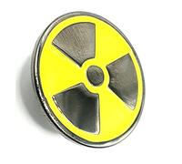 Badge à épingle en métal émaillé avec inscription « Warning Nuclear Fallout »