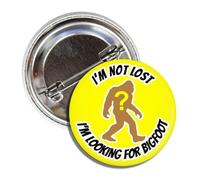 Badge à épingle rond « I'm Not Lost I'm Looking for Bigfoot » - Jaune - 3,8 cm