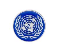 Badge à épinglette en émail avec emblème des Nations Unies | Carte du monde argentée et bleue | Collection Peace & Global Unity (2,7 x 2,7 cm)