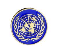 Badge à épinglette en émail avec emblème des Nations Unies | Carte du monde dorée et bleue | Collection Peace & Unity (2,7 x 2,7 cm)