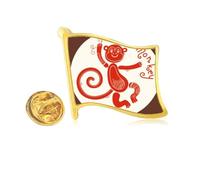 Badge à épinglette en métal doré rouge avec signe du zodiaque chinois de l'année du singe