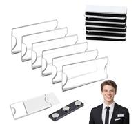 Badge Aimanté, Lot de 6 Badges Nominatifs Magnétiques Adhésifs en Acrylique avec Aimant à 3 Points - Réutilisables pour Porte-badge Professionnel