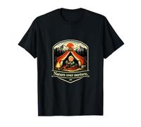 Badge Art Nature Over Nurture Camping Mountain T-Shirt