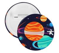 Badge astronaute rond en métal, broche légère pour sac à dos, épingles à boutons tendance pour chemises, vestes, châle, manteau, unisexe, 20PCS, Fer blanc, épingles rondes en métal