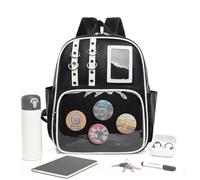Badge Bag, Pu Organizer with Display Window, Pin Holder for Comic Con, Easy Carry Design, Versatile Storage Feature, Tote Tool, Fashion Accessory for Work Travel Outdoors 11.81x5.51x12.99 Inches