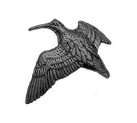 Badge Bécasse B10 3 x 2,6 cm finition noire en étain anglais avec fermoir papillon, taille unique, Métal