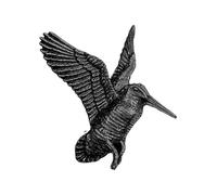 Badge Bécasse montante B39 3,8 x 3,6 cm finition noire en étain anglais avec fermoir papillon, taille unique, Métal
