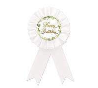 Badge blanc « Happy Birthday » en fer blanc, bouton rosace blanc et doré pour garçons et filles, Happy 21st/30th/40e/50th Birthday Award Badge, décorations de fête d'anniversaire amusantes, fer-blanc,