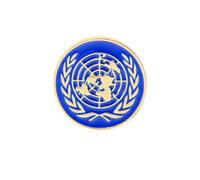 Badge bleu avec logo des Nations Unies pour sac, manteau. Signification : paix mondiale, sécurité, M