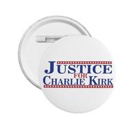 Badge bleu et rouge Justice pour Charlie Kirk, épingle en métal, rond, pour poitrine, chapeau, broche, décoration