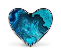 Badge bleu turquoise vif en forme de cœur, joli porte-badge d'identification pour woker, broche en métal en forme de cœur d'amour pour homme et femme, cadeau de médecin, sacs à dos et accessoires de