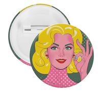 Badge blond rond en métal, broche légère pour sac à dos, épingles à boutons tendance pour chemises, vestes, châle, manteau, unisexe, 12PCS, Fer blanc, épingles rondes en métal