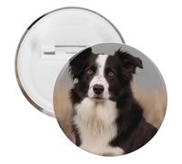 Badge Border Collie en fer blanc personnalisé - Grande broche ronde - Convient pour les enseignants, les infirmières, les médecins, le personnel, les accessoires de fête, 12 Pieces, Plastique