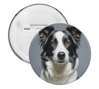 Badge Border Collie en fer blanc personnalisé - Grande broche ronde - Convient pour les enseignants, les infirmières, les médecins, le personnel, les accessoires de fête, 12PCS, Plastique, Plastiques