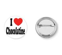 Badge broche pins i love chocolatine j'aime les chocolatines pain au chocolat 37mm handmade cadeau