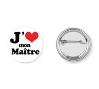 Badge broche pins j'aime mon maître coeur école enfant 37mm handmade cadeau