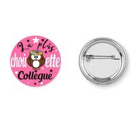 Badge broche pins la plus chouette collègue amie boulot 37mm handmade cadeau