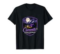 Badge Camping Mountain avec Citation de rêve au Clair de Lune T-Shirt