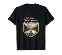 Badge Camping Mountain Inner Peace in Nature T-Shirt
