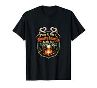 Badge Camping Mountain Marshmallow Fire Heart Smoke T-Shirt
