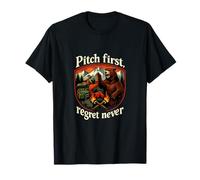 Badge Camping Mountain Pitch First Regret Never T-Shirt